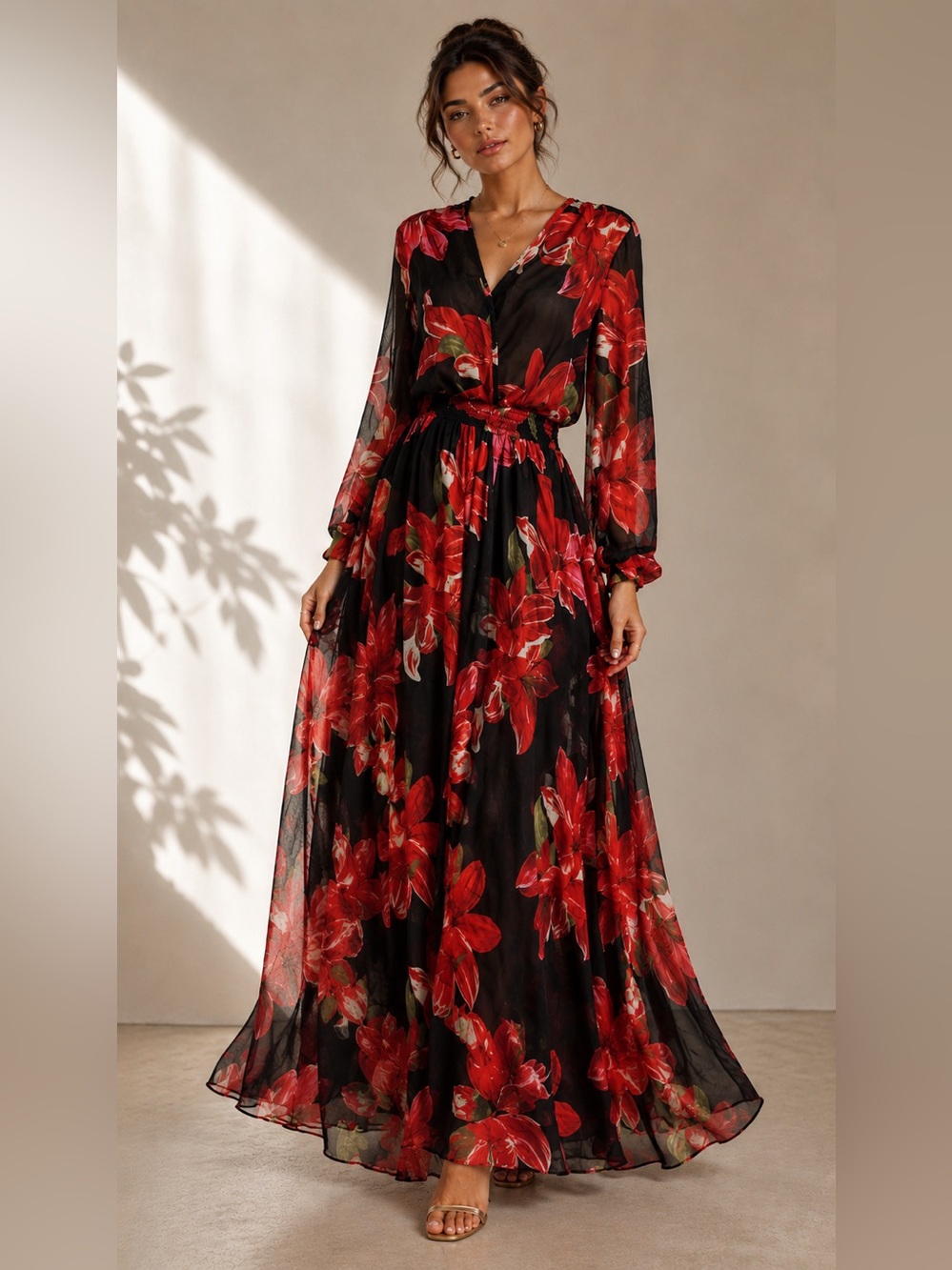 Floral Long Sleeve Maxi Dress